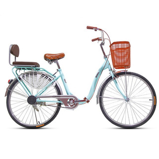 自行车女士成人亲子学生车复古通勤轻便代步车城市女式单车 加装后靠背+裙网丨升级舒适版