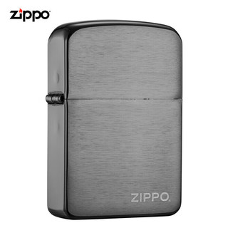 ZIPPO 之宝 打火机 1941复刻拉丝黑冰商标 黑冰镭射 24485  打火机zippo  防风火机