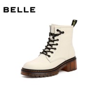 BeLLE 百丽 马丁靴女2021冬新商场同款牛皮革英伦风短靴加绒X1U1DDD1