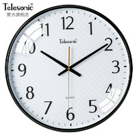 Telesonic 天王星 创意时尚简约钟表客厅时钟扫秒机芯挂钟 Q3644-3 黑色