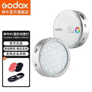 Godox 神牛 R1 LED闪光灯圆形创意补光灯单反相机常亮灯内置锂电（银色）