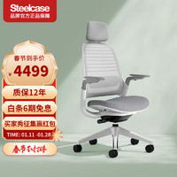 Steelcase 世楷 Series 1人体工学电脑椅家用老板椅转椅办公学习椅舒适座椅升降调节椅子 灰色+头枕