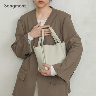 Songmont中号菜篮子包女时尚手拎新款水桶包大容量头层牛皮手提包包女包 BB211014-11 奶昔白