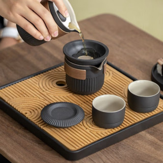 南山先生 禅风系列 枯山水 茶具套装 6件套+长方茶盘