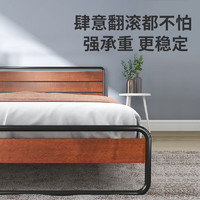 PLUS会员：ZINUS 际诺思 时尚加粗管杨木排骨条卧室双人床架S2 150cm*200cm