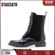 STACCATO 思加图 冬季新款英伦风系带马丁靴粗跟中筒靴女皮靴子EDE06DZ1