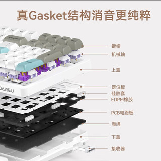 达尔优 A98青春版 98%配列客制化机械键盘 Gasket结构键盘 三模全键热插拔RGB灯效 时光白 梦遇轴