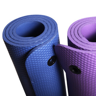 金啦啦瑜伽垫男健身垫高密度NBR加宽加长仰卧起坐训练运动垫 10mm蓝色（185*80CM）捆绳+背包