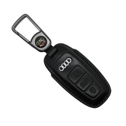 车达品 奥迪钥匙包新A6L Q5 A7 A8L汽车真皮钥匙包高档个性时尚真皮钥匙保护套A款金典黑