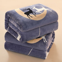 洛贝奇 毛毯毛毯被保暖牛奶绒毯子盖毯冬季午睡毯宿舍办公加厚空调礼品毯 星空之鹿 180*200cm