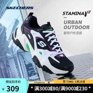 SKECHERS 斯凯奇 D'LITES系列 男士休闲运动鞋 237163/BKWL 黑色/白色/柠檬色 42