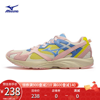 Mizuno 美津浓 LG 90S EC 中性跑鞋 D1GH212505 奶白/浅樱粉/天空蓝/荧光黄 36.5