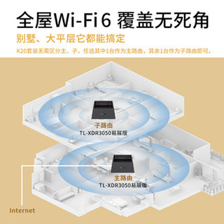 TP-LINK 普联 全屋WiFi6 子母路由器双频AX3000二只装K20千兆易展版