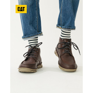 CAT卡特马丁靴工装鞋短靴男靴皮鞋牛皮面中帮鞋男鞋户外短靴鞋子 褐色 42 40 褐色