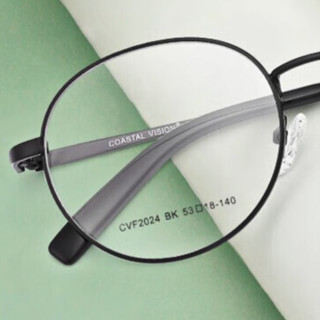 Coastal Vision 镜宴&essilor 依视路 CVF2024 黑色金属眼镜框+钻晶A3系列 1.60折射率 非球面镜片