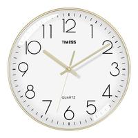 TIMESS 简约轻奢挂钟 香槟金边白 12英寸