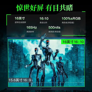 机械革命 蛟龙16 2K 165Hz 16/17.3英寸学生游戏电竞笔记本电脑