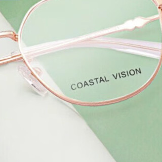 Coastal Vision 镜宴&essilor 依视路 CVF2022GD 金色金属眼镜框+钻晶A4系列 1.67折射率 防蓝光镜片