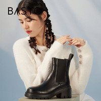 BASTO 百思图 冬季新款商场同款潮流切尔西靴烟管靴女短靴TFV40DD1