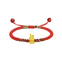 ZHOU LIU FU 周六福 旺兔嵗系列 A1710481 如意兔足金手绳 16cm