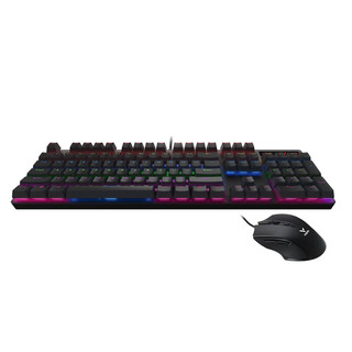 雷柏（Rapoo） V180S 键鼠套装 有线机械键盘鼠标套装 游戏键鼠套装 104键混光键盘 电脑键盘 黑色 黑轴