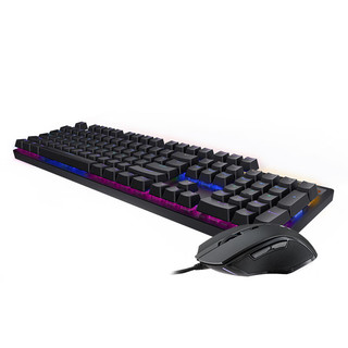 雷柏（Rapoo） V180S 键鼠套装 有线机械键盘鼠标套装 游戏键鼠套装 104键混光键盘 电脑键盘 黑色 黑轴