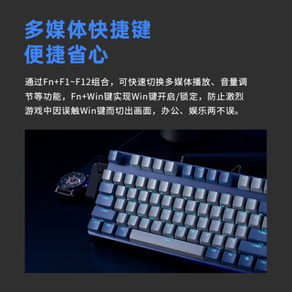 雷柏（Rapoo） V580 防水背光机械键盘 有线键盘 游戏键盘 104键 防水防尘 红外银轴（蓝灰拼色）