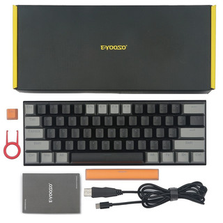 e元素 Z-11机械键盘 小型61键热插拔双色拼色键盘 笔记本电脑办公便携发光键盘有线 黑灰61键单模单色