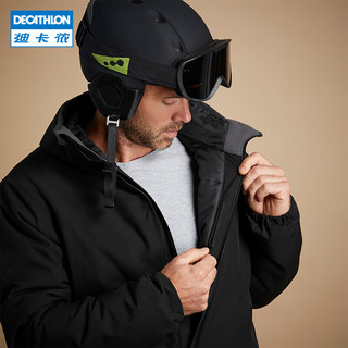 DECATHLON 迪卡侬 滑雪服男保暖防水防风成人男士夹克单板双板棉服外套OVW3 黑色 XL M