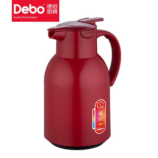 Debo 德铂 徳铂维莱特保温壶玻璃内胆热水瓶暖壶保温瓶办公室暖瓶大容量1450ML 红色