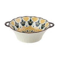 孟夫人 中式新款花语双耳不规则汤碗螺蛳粉碗陶瓷餐具