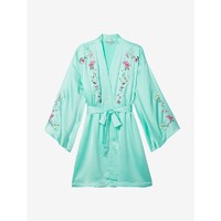 VICTORIA'S SECRET 维密 花卉刺绣缎面系带女生居家服睡袍浴袍冬款晨袍女新娘