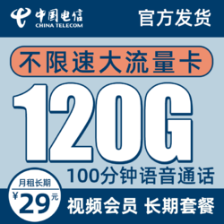 CHINA TELECOM 中国电信 白雪卡 29元/月（90GB通用流量+30GB定向流量、100分钟通话）