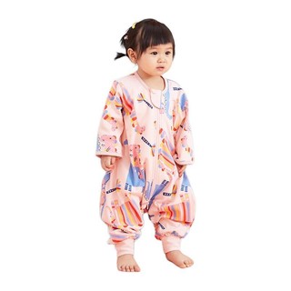 米乐鱼 彩虹恐龙谷系列 婴儿长袖分腿式睡袋 向欢乐出发粉 80cm