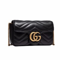 GUCCI 古驰 Marmont系列 女士斜挎链条包 迷你款 476433 DTDCT 1000