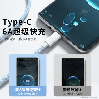 能适Typec数据线6A超级tapec快充tpc适用华为pro小米vivo安卓oppo tapyc充电线器nova7荣耀typc闪充tpyec手机