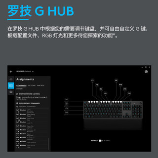 logitech 罗技 G） G512有线机械键盘套装游戏电竞全尺寸RGB背光赛博朋克吃鸡键盘 G512-L轴