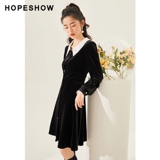 HOPESHOW 红袖 女士收腰复古连衣裙 90120341604