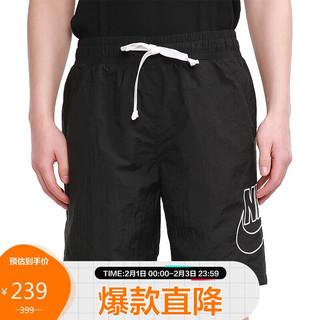 NIKE 耐克 男子 短裤 AS M NSW SPE WVN SHORT ALUMNI 运动服 DB3811-010 黑色 XL码