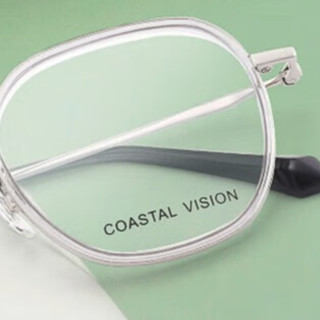 Coastal Vision 镜宴&essilor 依视路 CVF2031SV 银色金属眼镜框+钻晶A4系列 1.60折射率 防蓝光镜片