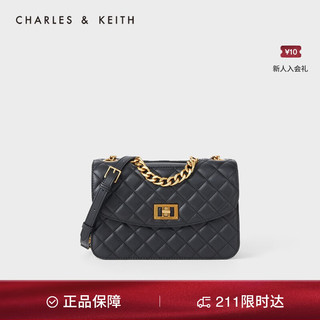 CHARLES & KEITH CHARLES&KEITH送女友CK2-70701062-1包包女包单肩包菱格斜挎包婚包 黑色BLACK