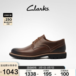 Clarks 其乐 男鞋Batcombe Hall 英伦风德比商务正装皮鞋 深棕褐色 41