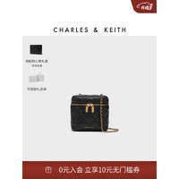 CHARLES & KEITH CHARLES&KEITHCK2;-80271114绗缝菱格拉链斜挎小盒子包 Black黑色 S