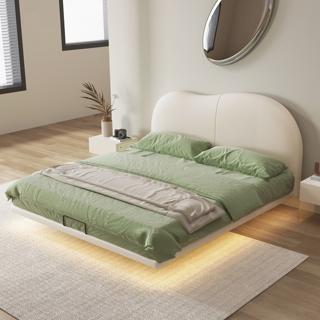 宜巢 轻奢皮床云朵床主卧现代简约悬浮软包床小户型双人床