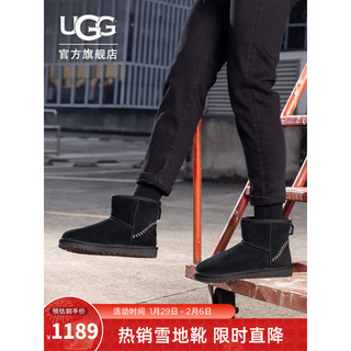 UGG 冬季男士靴子经典迷你短筒休闲舒适迷你短靴雪地靴 1115565 BLK | 黑色 44