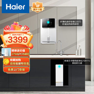 海尔（Haier）净水器家用净水机1000G大通量套装双出水厨下式RO反渗透直饮母婴直饮过滤器管线机10H11+HGR2207