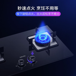 美的（Midea）燃气灶煤气灶双灶家用嵌入式台式两用钢化玻璃液化气灶大火力台嵌两用灶具全进风华凌燃气灶 HQ9M-液化气 猛火灶