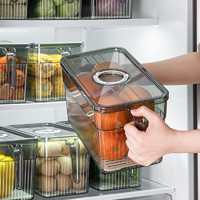 SenseYo 冰箱收纳盒食品级厨房食物蔬菜保鲜盒冰箱冷冻饺子水果鸡蛋储物盒 墨绿色大号