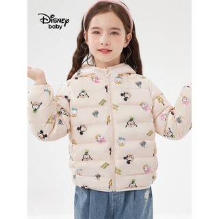 Disney 迪士尼 童装儿童女童羽绒服轻薄白鸭绒连帽外套保暖洋气短款上衣 2022秋 DB241KE19 米奇 130