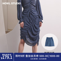 HOWL STUDIO HOWL深蓝色波点雪纺半裙送衬裙SK2916